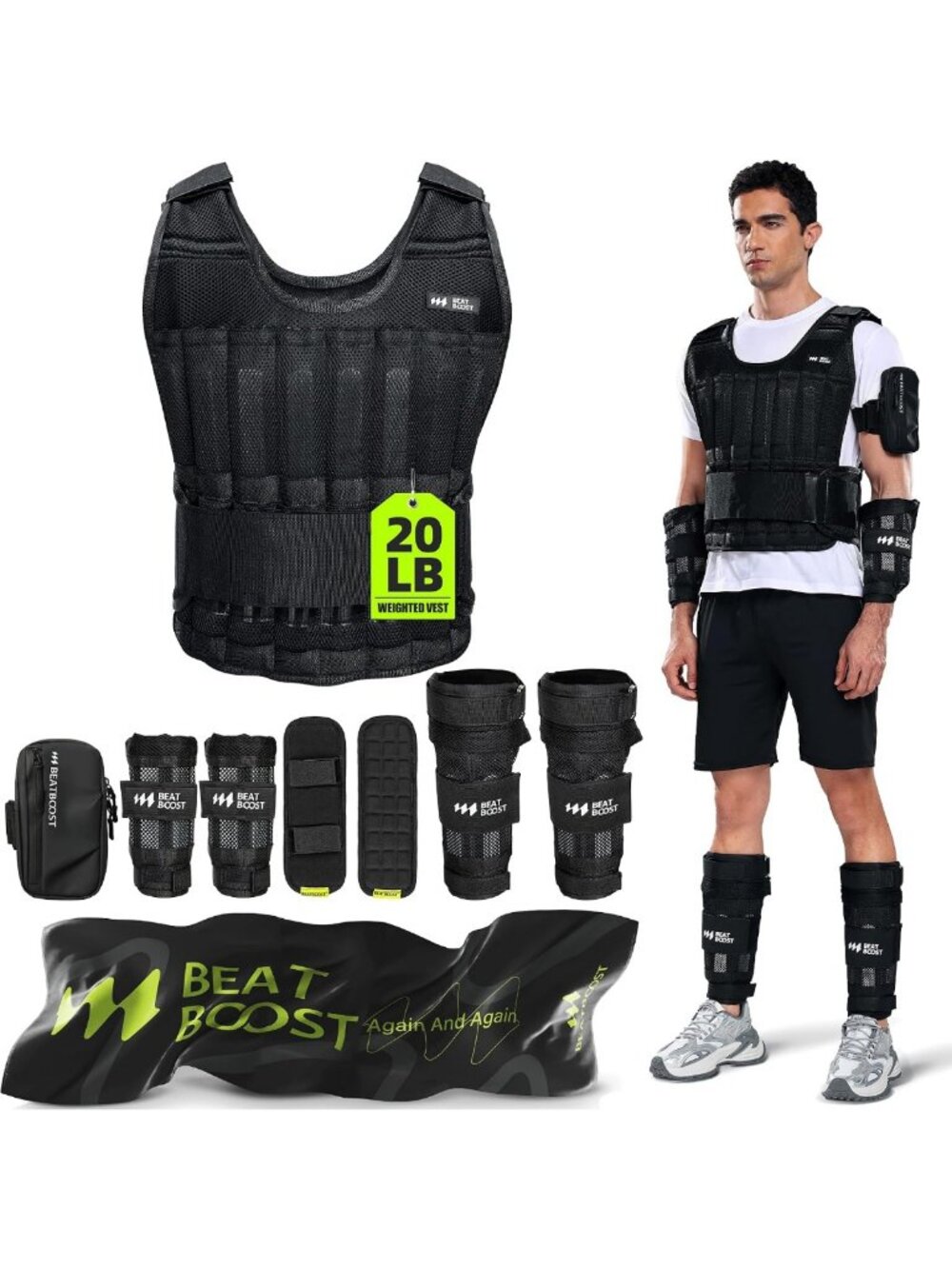 Adjustable Weighted Vest for Men - 20lb to 60lb for Strength Training & Fitness